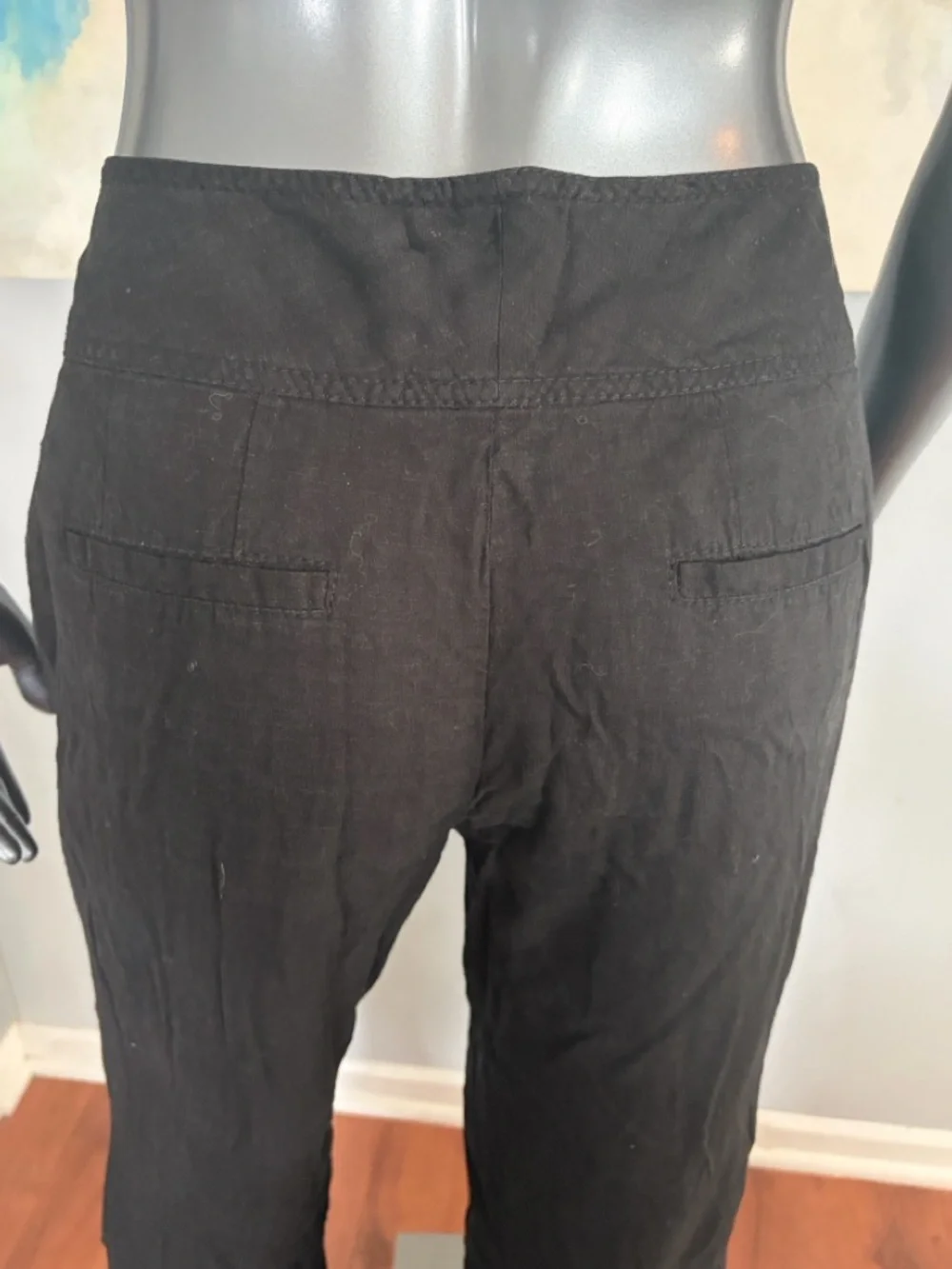 BANANA REPUBLIC Y2K Vintage Linen Black Straight-Leg Camden Chinos